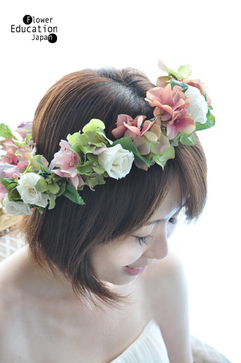 ウェディングブーケ　プリザ　プリザーブドフラワー　造花　花冠