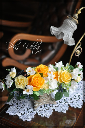 プリザ　プリザーブドフラワー　退職祝い　プレゼント 豪華 上品 おしゃれ