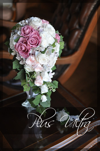 プリザ　プリザーブドフラワー　ウェディングブーケ　キャスケードブーケ　手作り