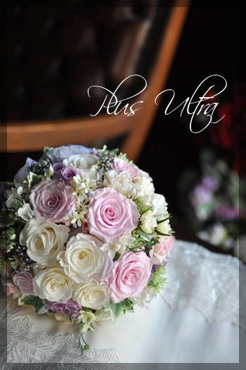 プリザ　プリザーブドフラワー　ラウンドブーケ　ピンク