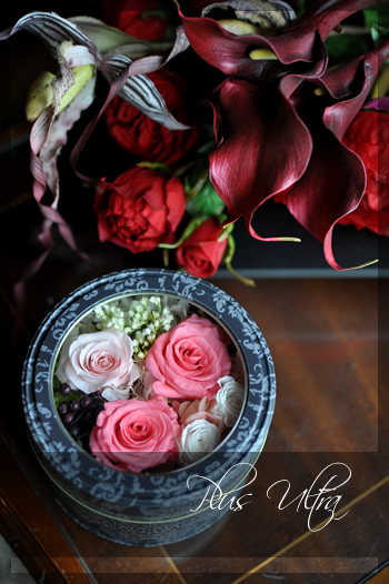 プリザ　プリザーブドフラワー　新築　プレゼント　豪華　可愛い　手づくり　ピンク　おしゃれ　缶詰ギフト