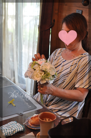 造花 ウェディング ブーケ 白 ピンク 薔薇 トスブーケ