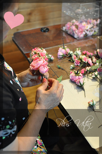 造花　花冠　薔薇　ピンク　ウェディング