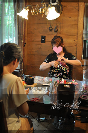 造花　花冠　薔薇　ピンク　ウェディング