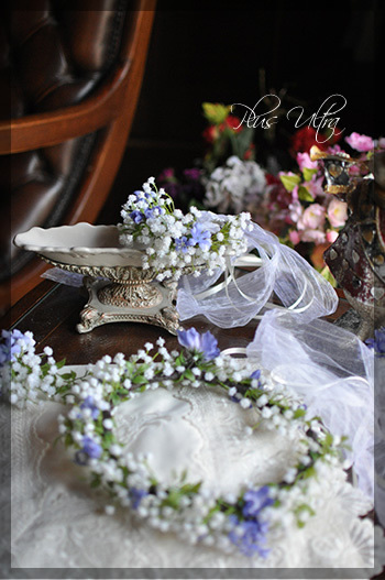 造花　花冠　かすみ草　ウェディング