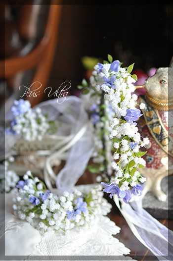 造花　花冠　かすみ草　ウェディング