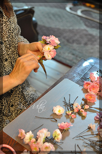 造花　ヘッドパーツ　和装　桃　桜