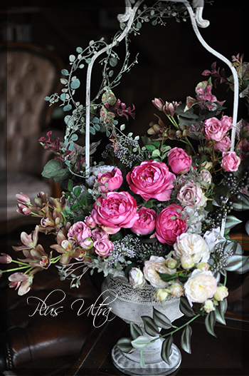 造花　レッスン　フラワーアレンジ　豪華　ダーク　大型　