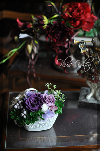 プリザ　プリザーブドフラワー　造花　生花　レッスン　フラワーアレンジ　豪華　手づくり