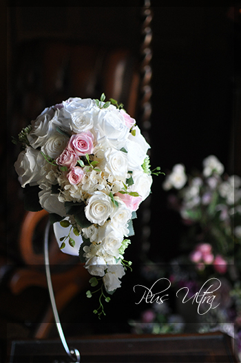 プリザ　プリザーブドフラワー　ウェディング　 ブーケ 白　ピンク　薔薇