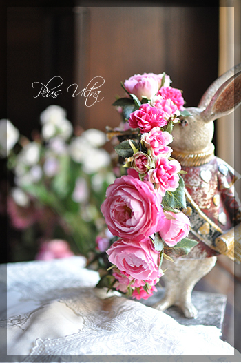 造花　花冠　薔薇　ピンク　ウェディング