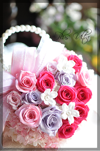 プリザ プリザーブドフラワー ウェディング バックブーケ ジャスミン ピンク 可愛い