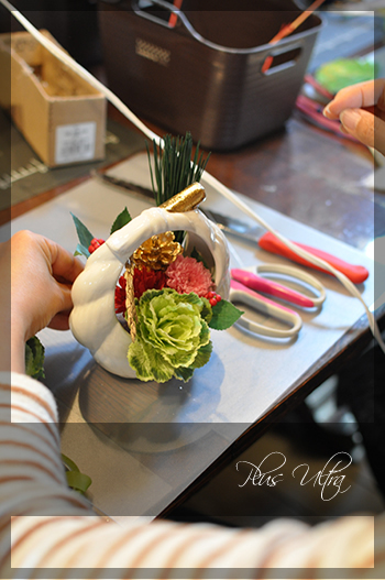 プリザ プリザーブドフラワー 造花 お正月 紅白 縁起