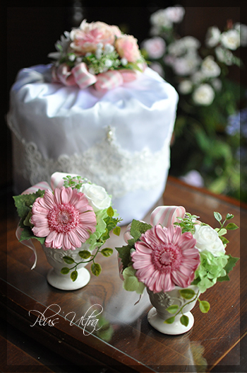 プリザ　プリザーブドフラワー　オーダー　フラワーアレンジ　ガーベラ　ピンク　可愛い