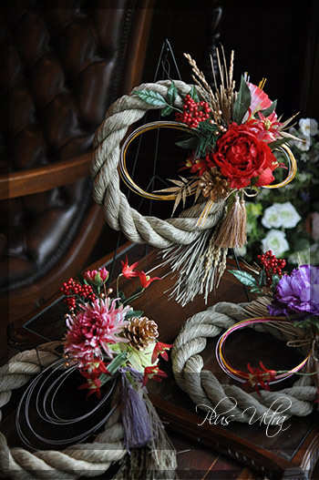 造花 しめ縄 ごぼう〆 お正月 豪華 手作り お飾り