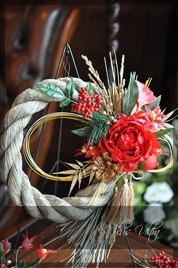 造花 しめ縄 ごぼう〆 お正月 豪華 手作り お飾り