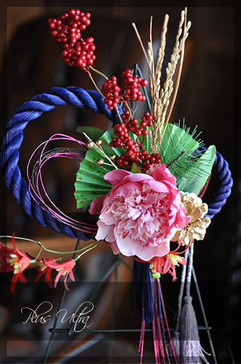 造花 しめ縄 ごぼう〆 お正月 豪華 手作り お飾り