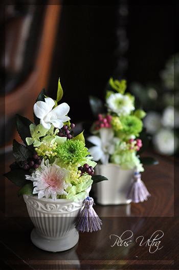 プリザ　プリザーブドフラワー　仏花　お供え花　モダン　造花　ペット供養