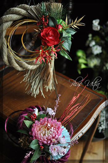 造花 しめ縄 ごぼう〆 お正月 豪華 手作り お飾り