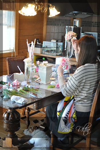 プリザ　プリザーブドフラワー　ウェディングブーケ　ラウンドブーケ　ピンク　オールドローズ　上品　大人　