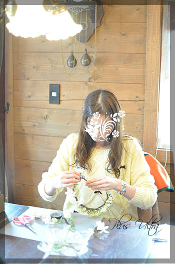 造花　花冠　薔薇　白　ウェディング