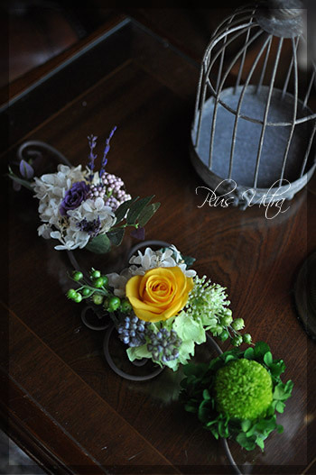 プリザ　プリザーブドフラワー　レッスン　フラワーアレンジ　豪華　アイアン　手づくり　壁掛け