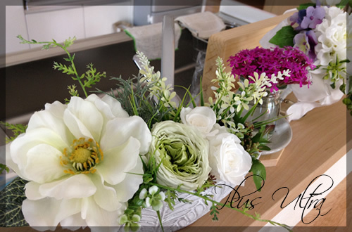 プリザ　プリザーブドフラワー　ナチュラル　白グリーン　上品　おしゃれ