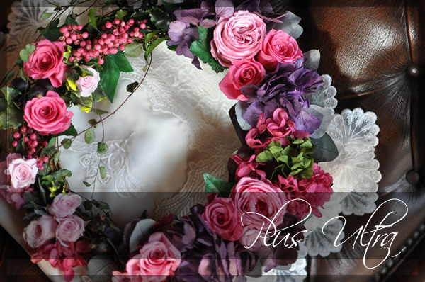 プリザ　プリザーブドフラワー　リース　パープル　大人色