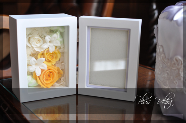 プリザ　プリザーブドフラワー 出産祝い　フォトフレーム　黄色　ジャスミン