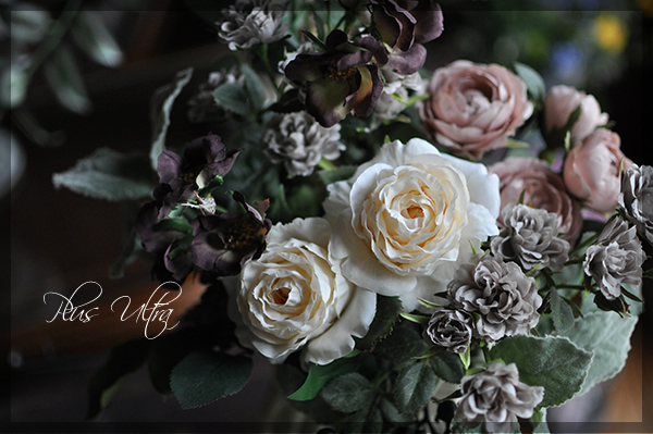 造花　レッスン　フラワーアレンジ　豪華　ダーク　大型　