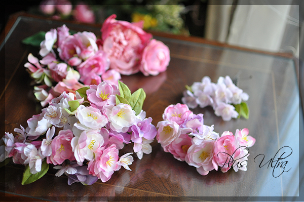 造花　ヘッドパーツ　薔薇　ピンク　ウェディング