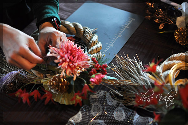 造花 しめ縄 ごぼう〆 お正月 豪華 手作り お飾り