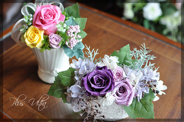 プリザ プリザーブドフラワー レッスン フラワーアレンジ 黄色 オレンジ 可愛い