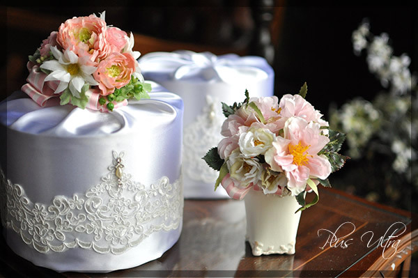 おむつケーキ　ダイパーケーキ　出産祝い　造花　ミニブーケ