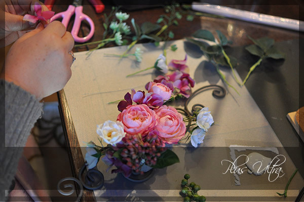 造花　レッスン　フラワーアレンジ　豪華　アイアン　手づくり　壁掛け　大人ピンク